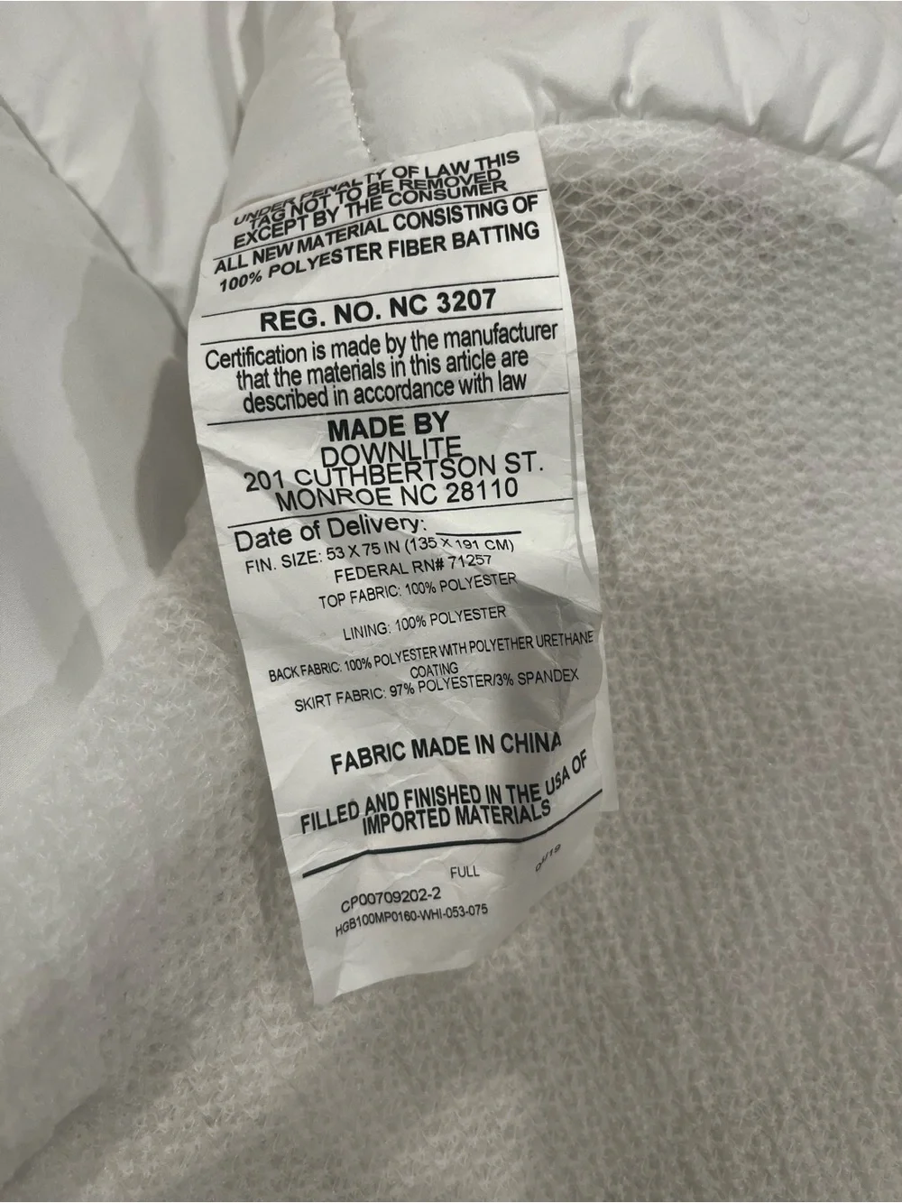 Eddie Bauer White full size mattress Cover